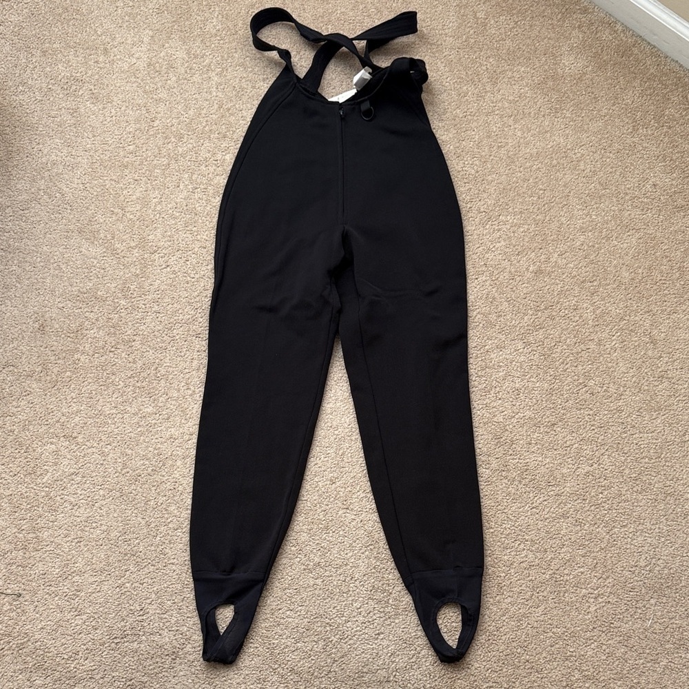 NWT De Neve Women's Vintage Jet Black Zip Up Ski Snow Bibs Size 8 Long